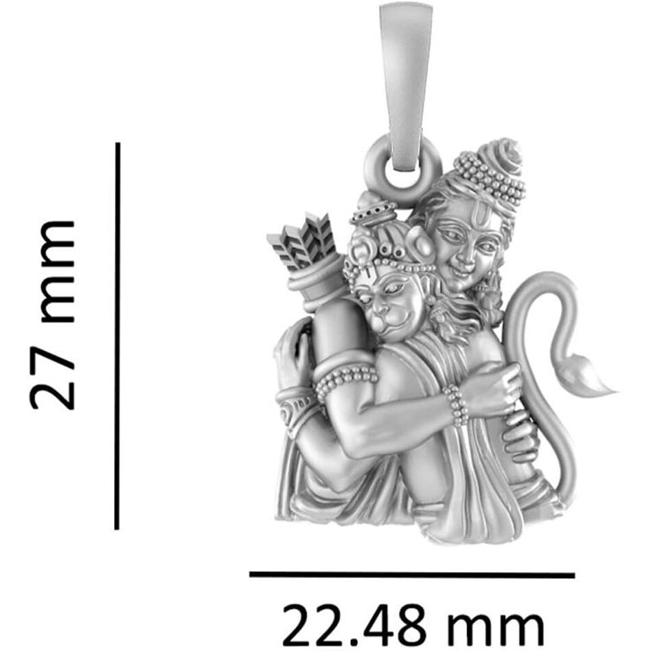 AKSHAT SAPPHIRE Sterling Silver (92.5% purity) God Ram and Hanuman Ji Pendant (Big Size) for Men & Women Pure Silver Bhagwan Ram and Hanuman Locket for Good Health & Wealth