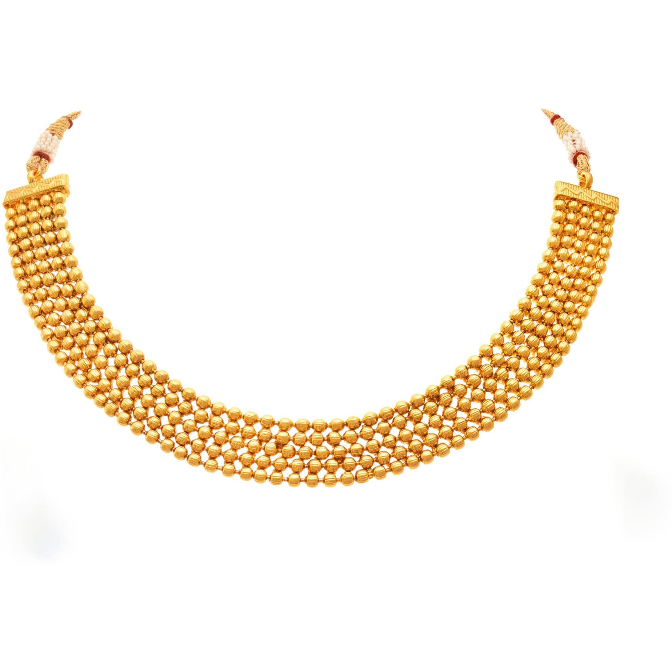 JFL - Jewellery for Less Traditional One Gram Gold Plated Beaded Maharashtrian Looks Patta Necklace Set with Jhumki Earring for Women and Girls,Valentine