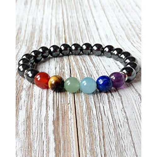 Young & Forever Gift Dvine Hematite Stone 7 Chakras Feng Shui Bracelet for Men Boys Women B641