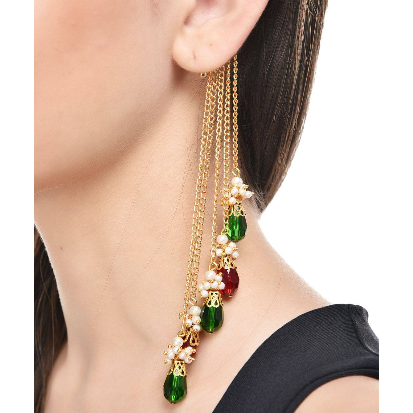 Shining Diva Multicolor Stylish Fancy Ear Cuffs Traditional Earrings for Women & Girls (Multi-Colour) (rr6815ec)