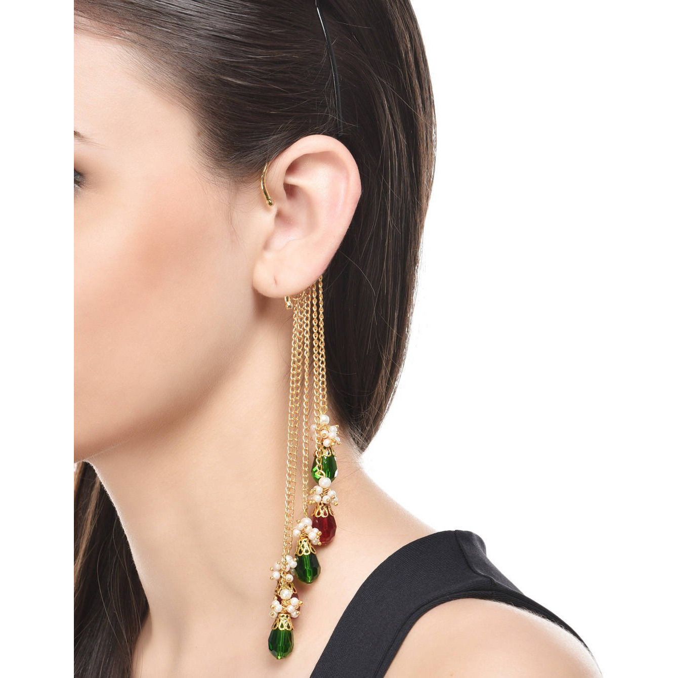 Shining Diva Multicolor Stylish Fancy Ear Cuffs Traditional Earrings for Women & Girls (Multi-Colour) (rr6815ec)