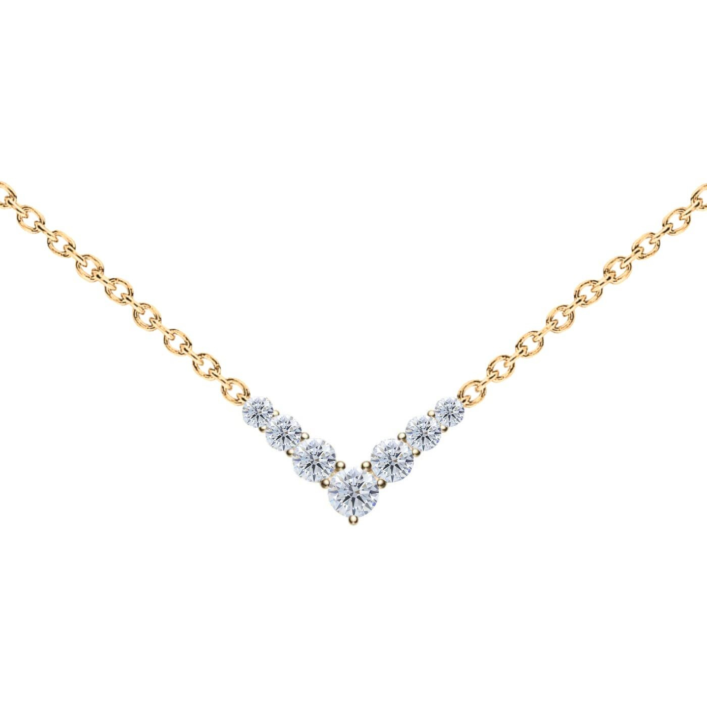 MINUTIAE V Shape Crystal Cubic Zirconia Diamonds Pendant Charm Necklace for Women & Girls - Gold | Stylish Design with Extendable Chain | Skin Friendly and Ideal Gift For Multiple Occasion