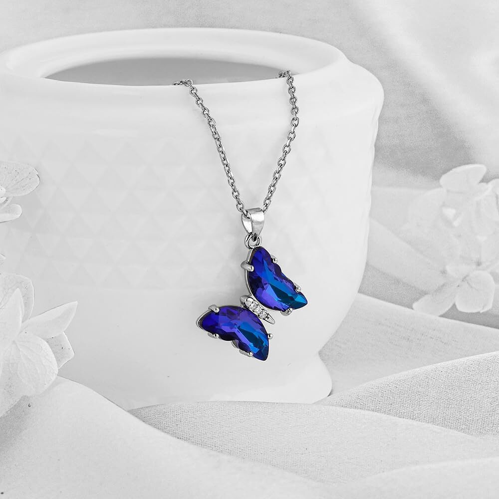 GIVA 925 Silver Midnight Blue Butterfly Pendant With Link Chain| Gifts for Girlfriend, Rakhi Rakshabandhan Gift for Sister Bhabhi , Gifts for Women & Girls |With Certificate of Authenticity and 925 Stamp | 6 Month Warranty*