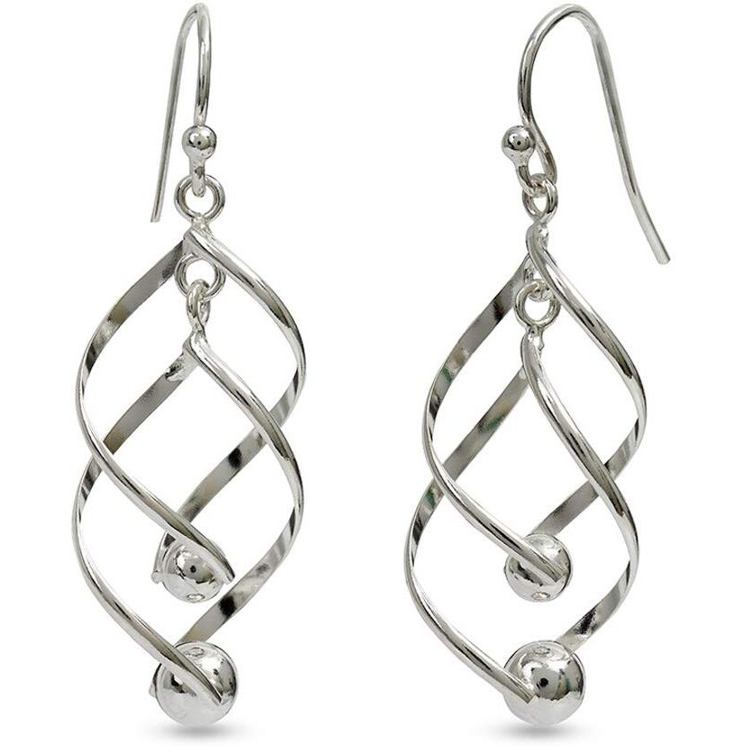 Amazon Brand - Nora Nico Womens 925 Sterling Silver BIS Hallmarked Twist Infinity Linear Swirl French Drop Dangle Earrings