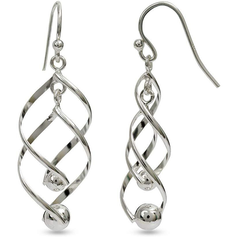 Amazon Brand - Nora Nico Womens 925 Sterling Silver BIS Hallmarked Twist Infinity Linear Swirl French Drop Dangle Earrings