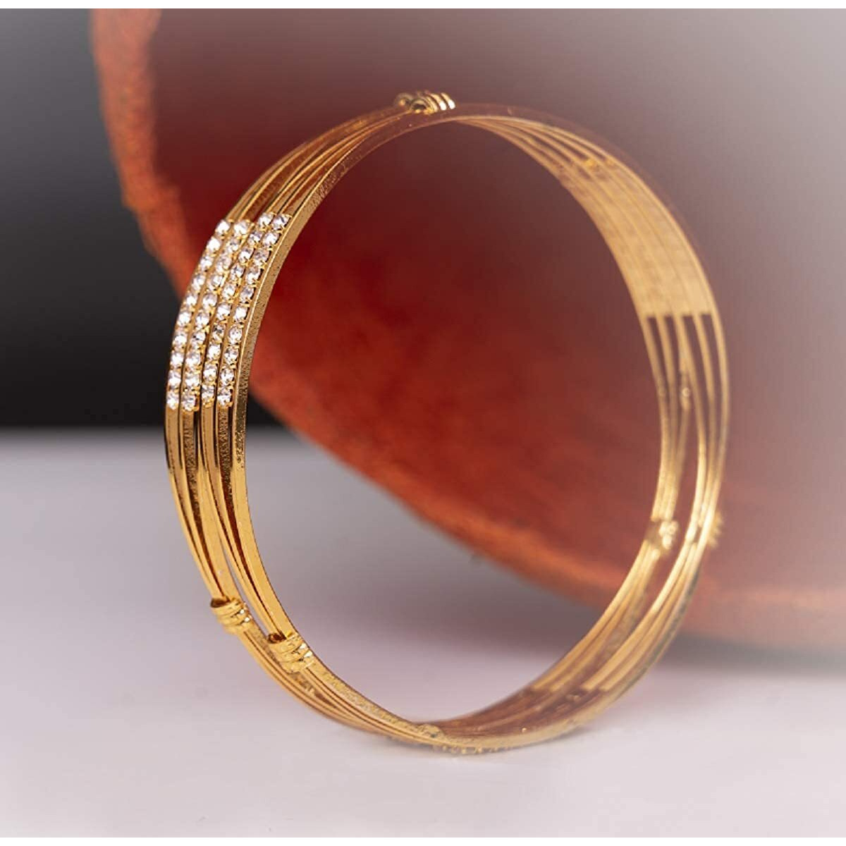 CUTE GOLD 1 One Gram Gold Plated Traditional American Diamond Bangles for Women and Girls