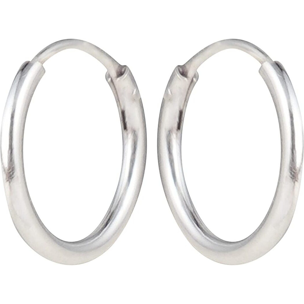DHRUVS COLLECTION 925 Pure Silver Plain Baali/Earrings For Baby Girls & Baby Boys - 12 MM (1 year to 12 years)