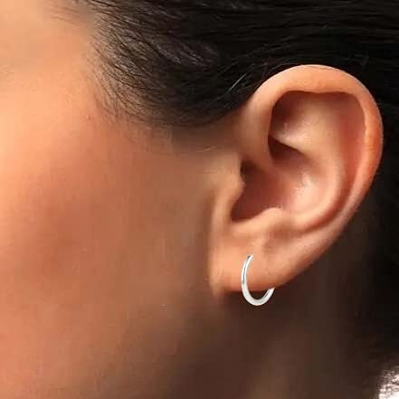DHRUVS COLLECTION 925 Pure Silver Plain Baali/Earrings For Baby Girls & Baby Boys - 12 MM (1 year to 12 years)