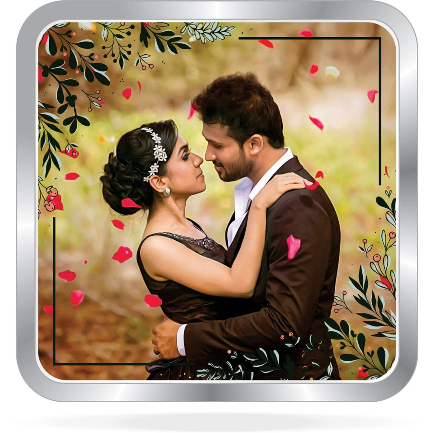 Precious Moments BIS Hallmarked Personalised Newly Married Silver Square Coin 10 Gram 999 Pure