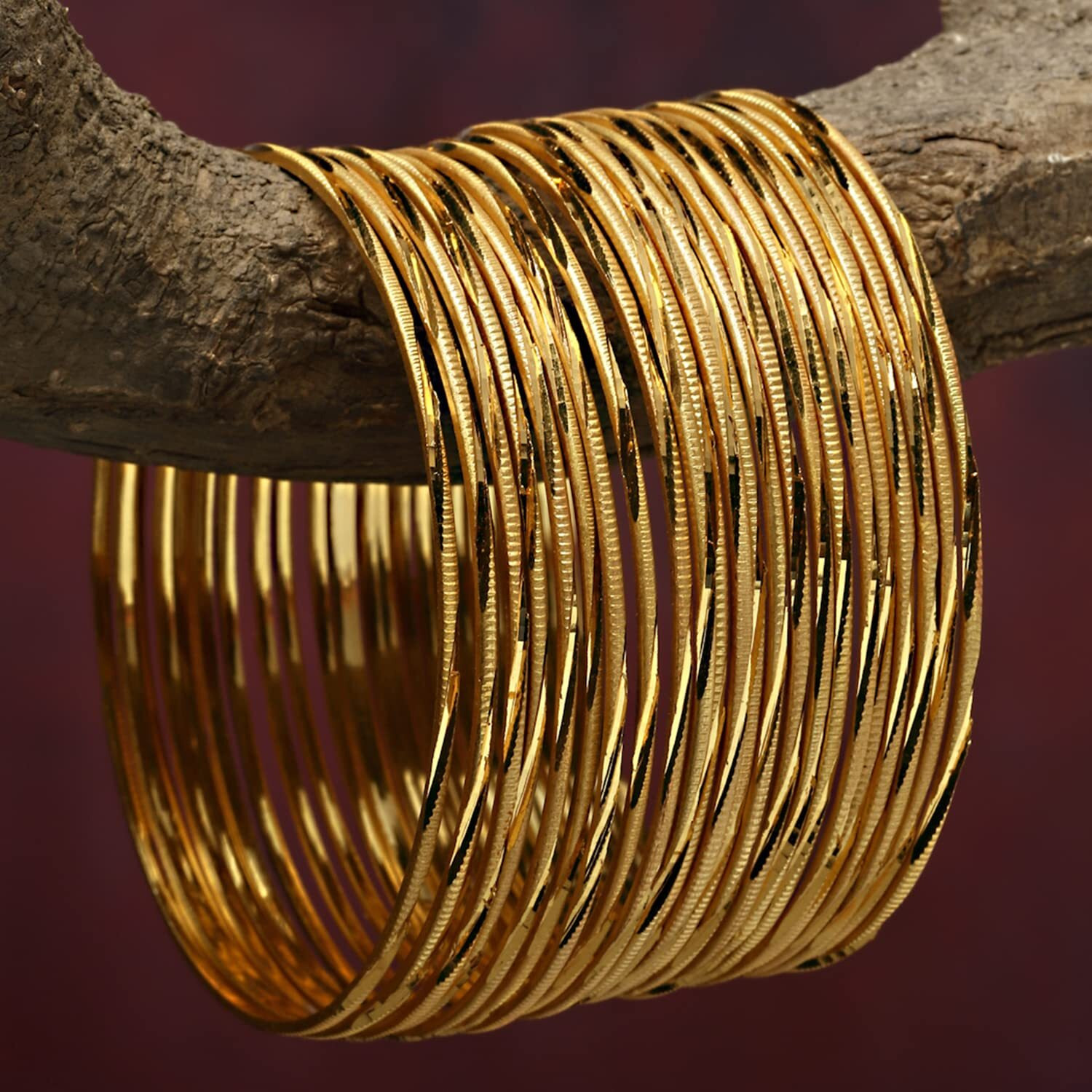 ZENEME Latest One Gram Gold Plated Set of 12 Traditional Bangles for Women and Girls (2.4 Inch)
