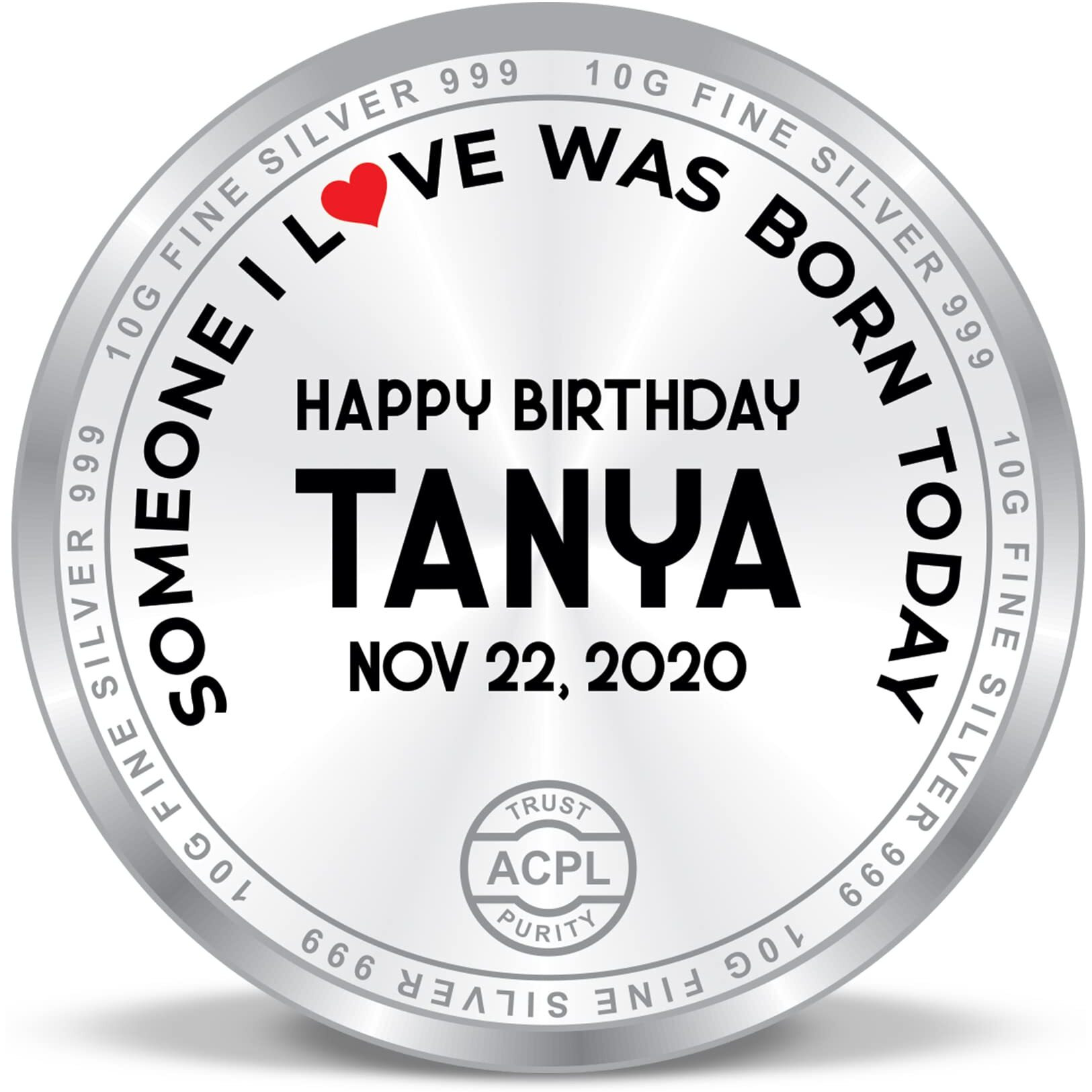 Precious Moments BIS Hallmarked Personalised Happy Birthday 10 gm 999 Pure Silver Coin by ACPL