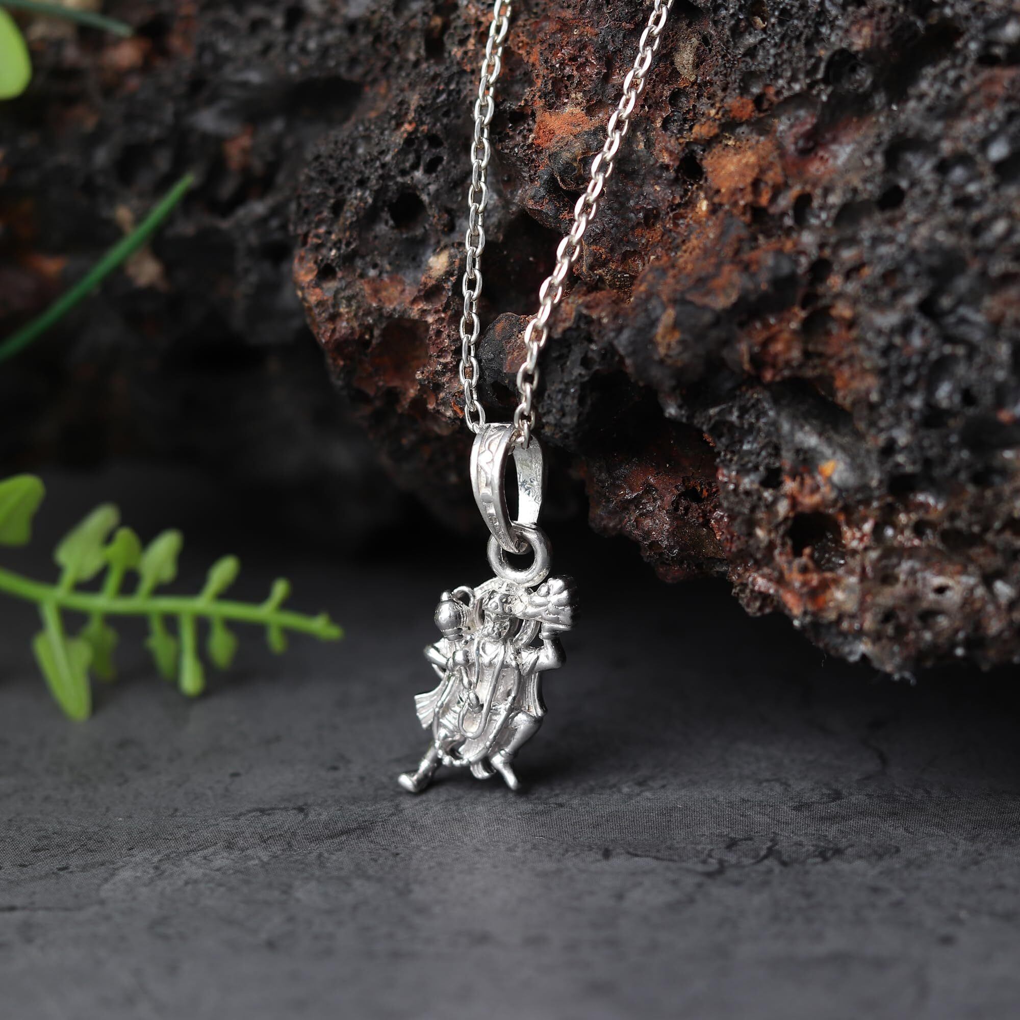 AKSHAT SAPPHIRE 92.5 Sterling Silver Shree Bajrang Bali Hanuman Pendant for Men & Women Pure Sterling Silver Hanuman Locket For Good Wealth & Health