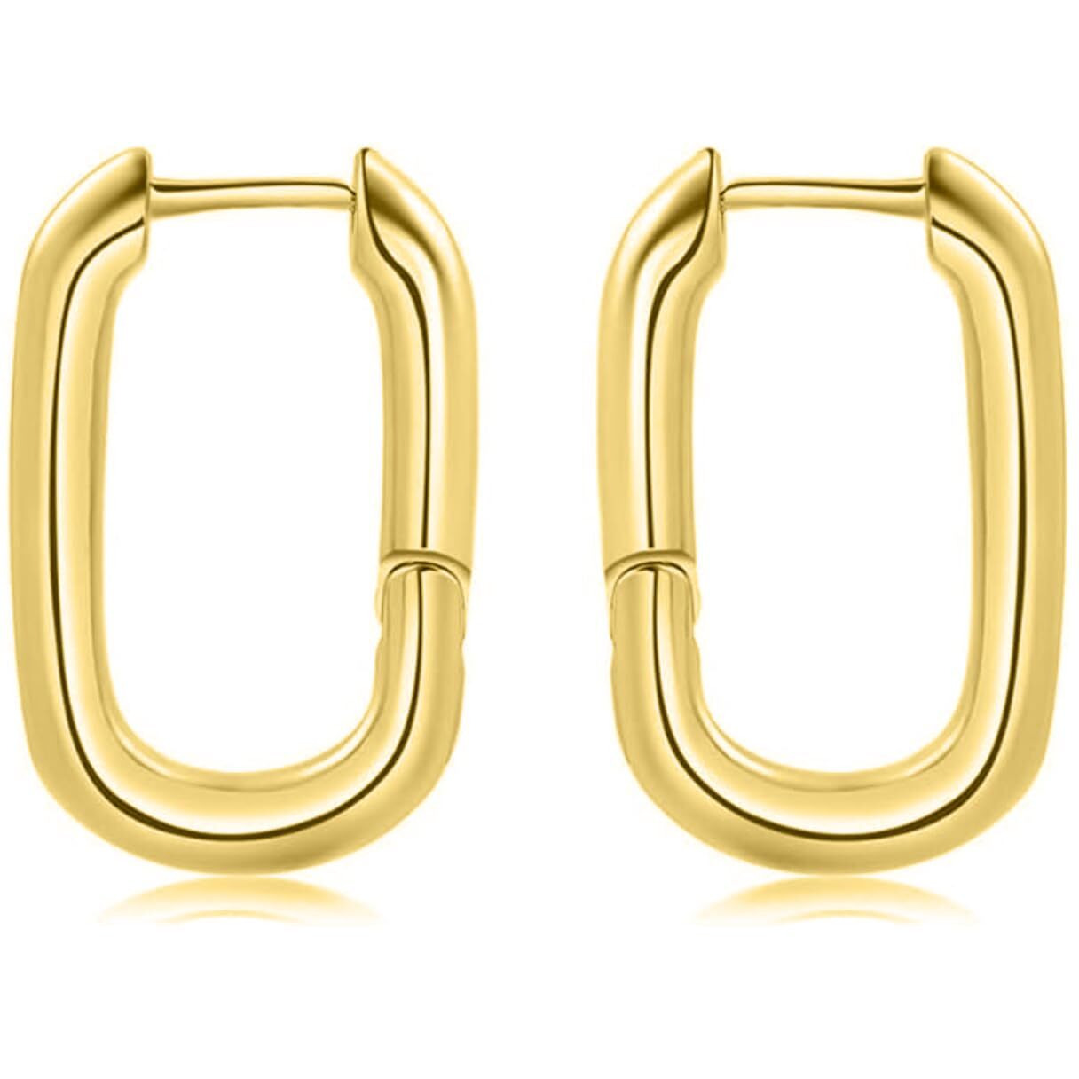 LaBling Rectangular Hoop Earrings for Women | Statement Gold Hinged Hoop Earrings | Lovely Gift For Women & Girls - Rectangular Hoop