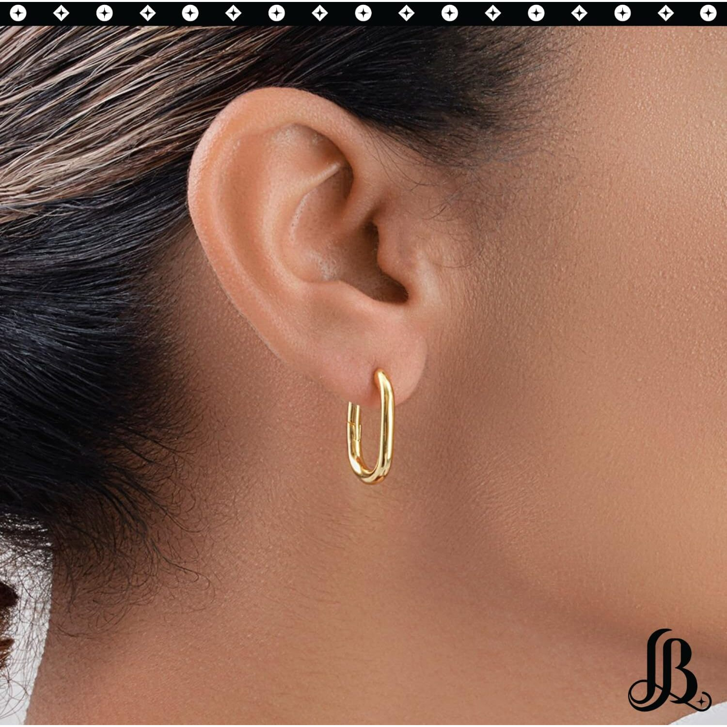 LaBling Rectangular Hoop Earrings for Women | Statement Gold Hinged Hoop Earrings | Lovely Gift For Women & Girls - Rectangular Hoop