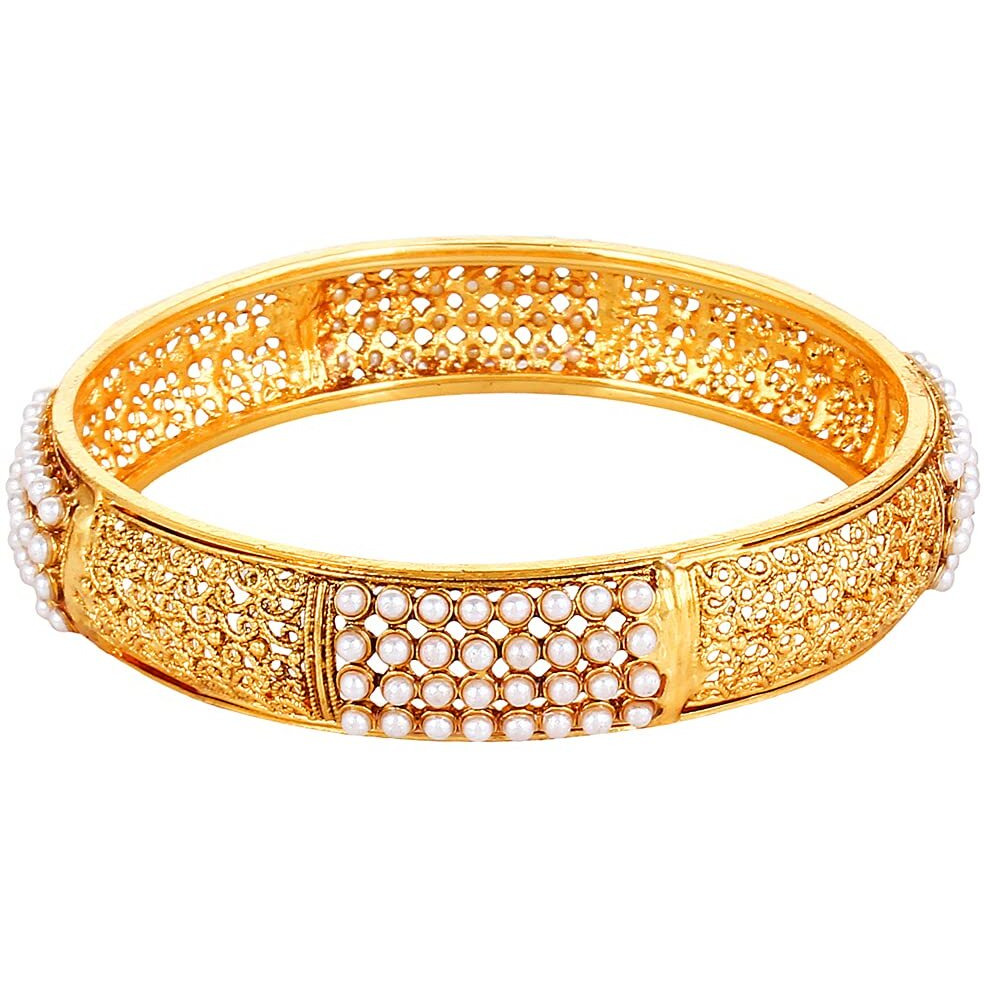 YouBella Designer Gold Plated Jewellery Pearl Studded Bangles for Women and Girls (2.6)