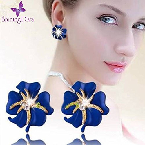 Shining Diva Fashion Jewellery Latest Traditional Stud Earrings for Women and Girls(Blue)(rrsd8627er)