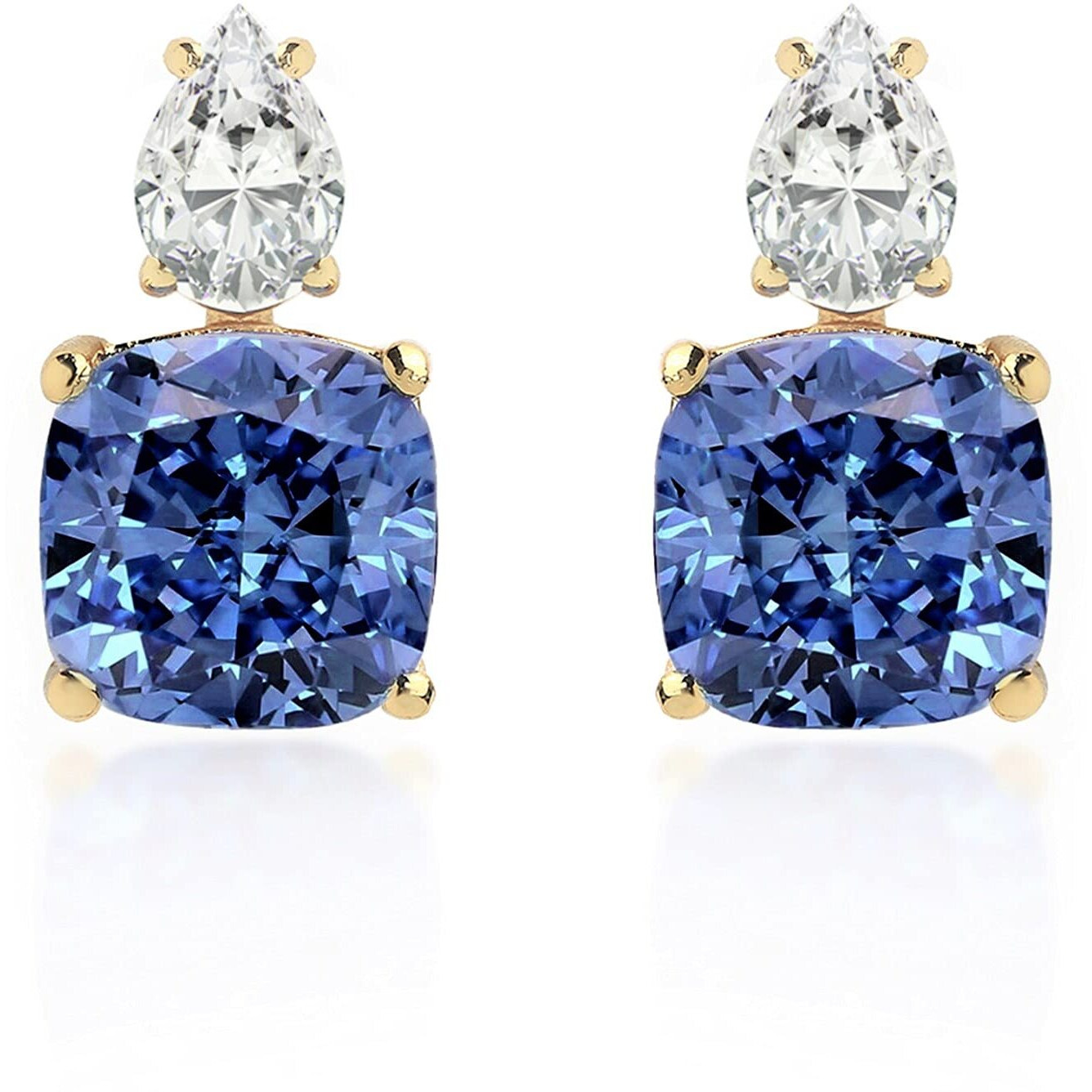 MINUTIAE 18KT Gold Plated Blue Titanic & White Pear Shape Crystal Ear Tops Stud Earring Jewellery For Women and Girls