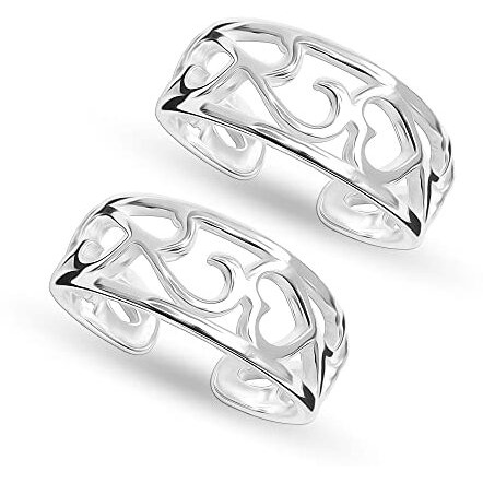 Amazon Brand - Anarva Womens Love Heart Toe-Ring in 925 Sterling Silver BIS Hallmarked