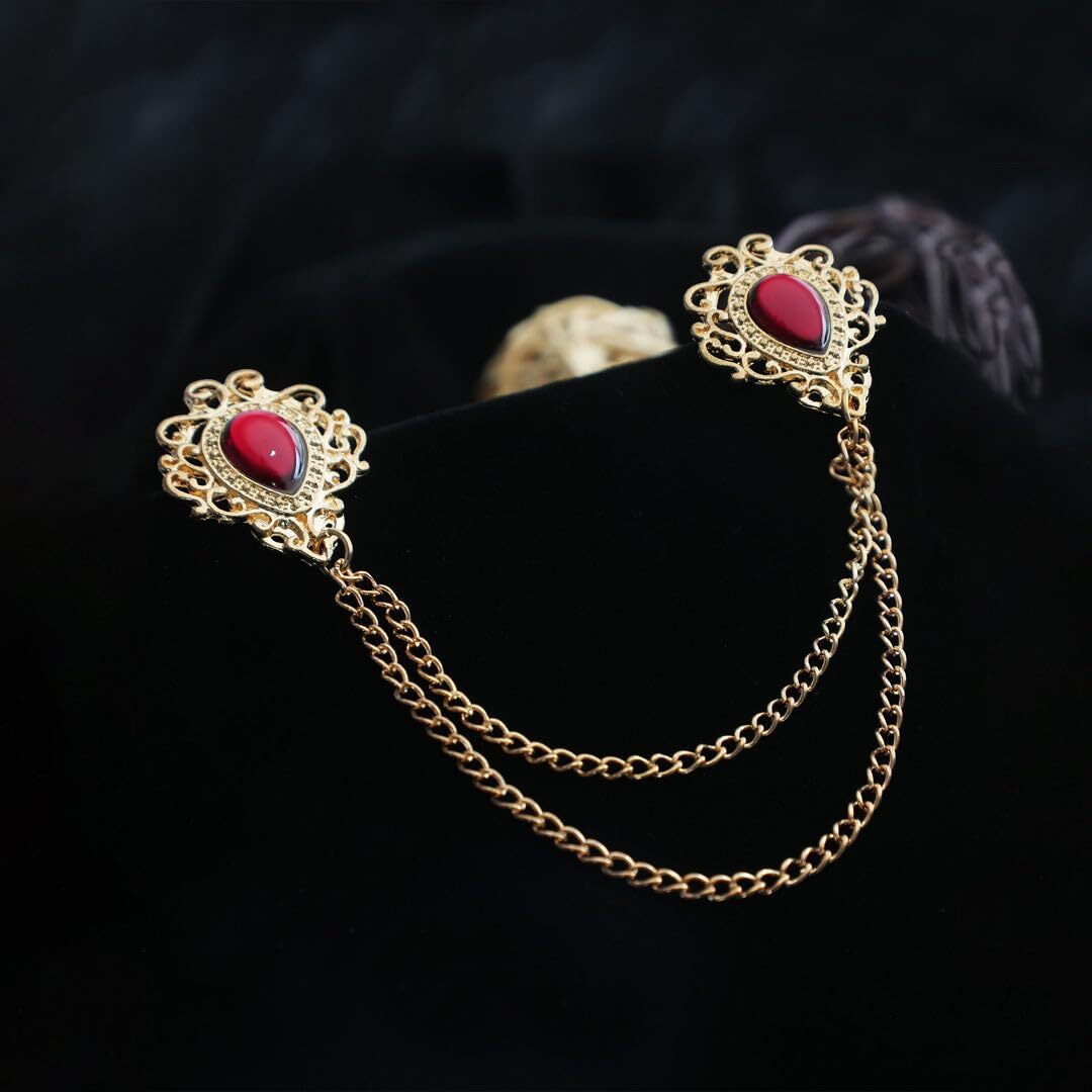 Kavove The Twin Garnet Golden Colour Brooch