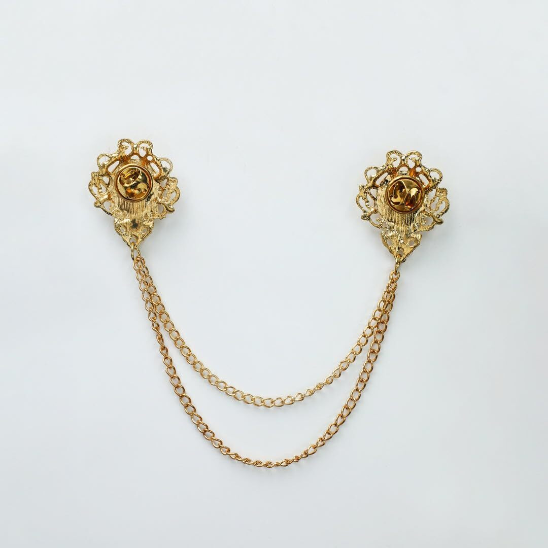 Kavove The Twin Garnet Golden Colour Brooch