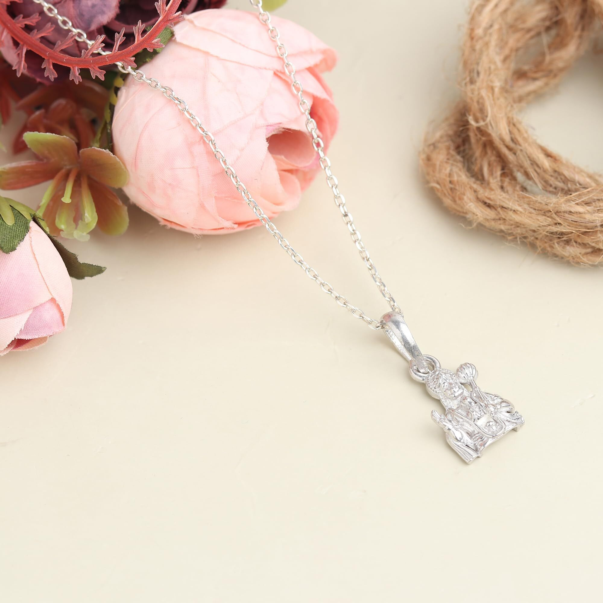 Akshat Sapphire Sterling Silver (92.5% purity) Hanuman Pendant for Men & Women Pure Silver Bajrang Bali Locket for Good Health & Wealth