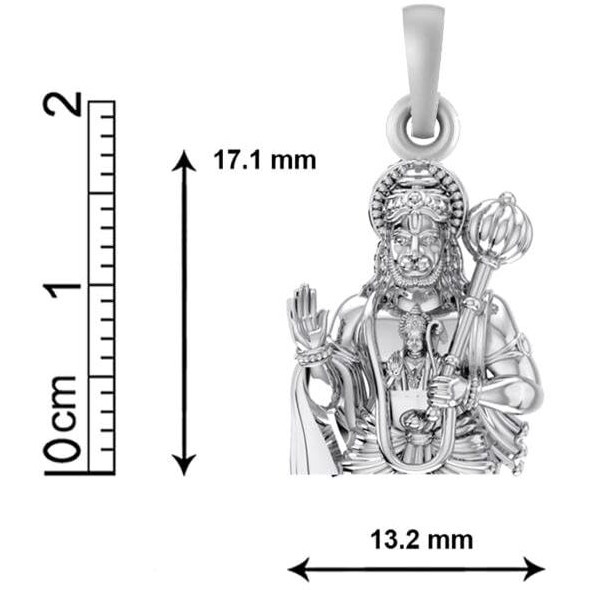 Akshat Sapphire Sterling Silver (92.5% purity) Hanuman Pendant for Men & Women Pure Silver Bajrang Bali Locket for Good Health & Wealth