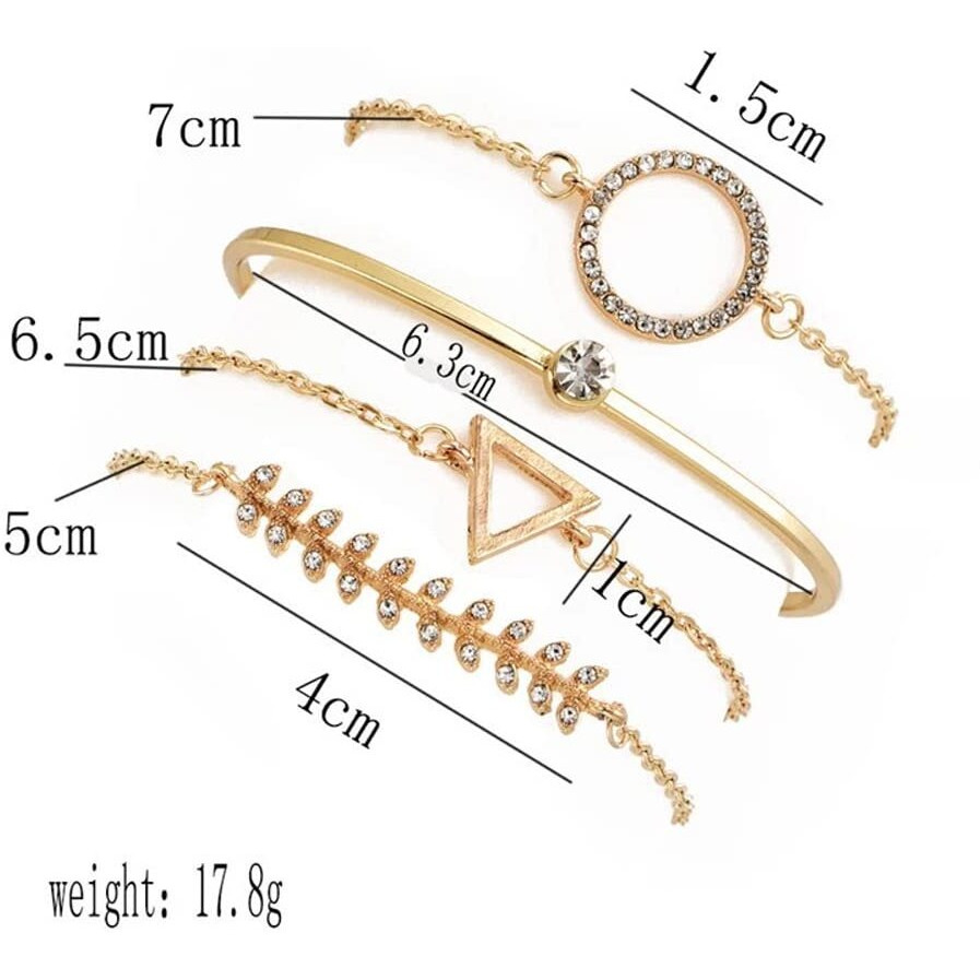 Shining Diva Fashion Set of 4 Stylish Multilayer Crystal Bangle Gold Plated Bracelet for Women and Girls (rr10712b), One Size