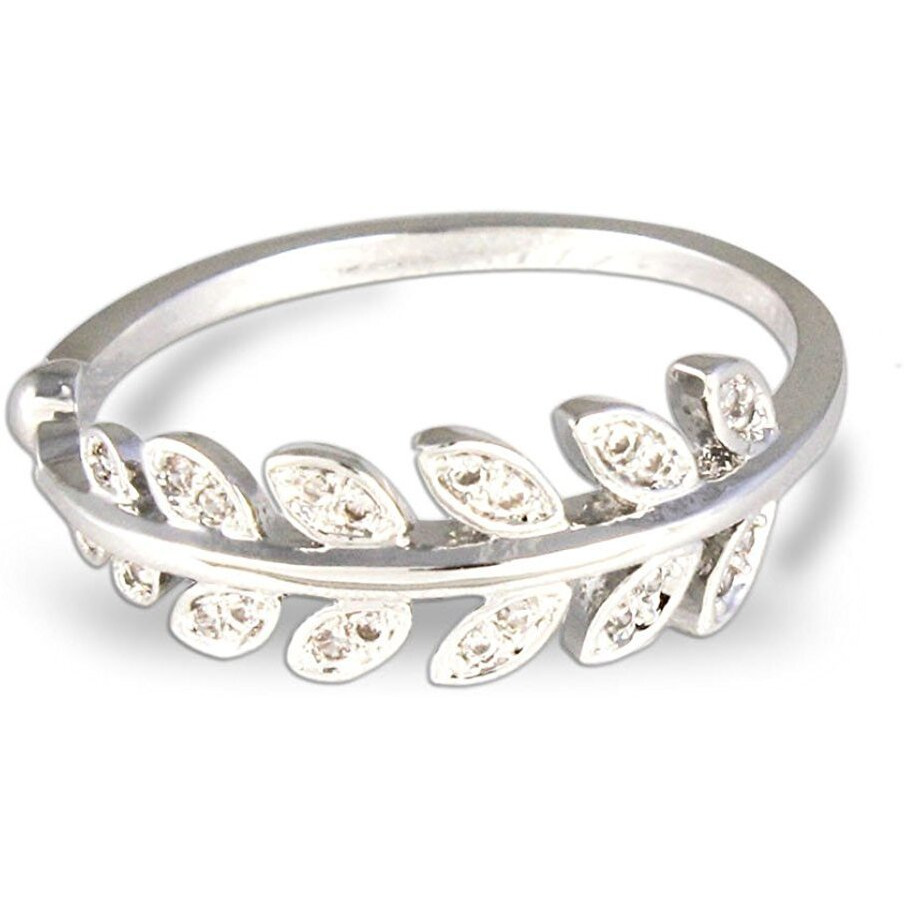 Karatcart Platinum Plated Elegant Austrian Crystal Adjustable Leaf Ring for Women and Girls