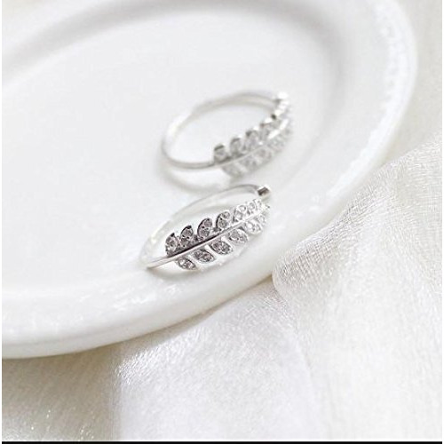 Karatcart Platinum Plated Elegant Austrian Crystal Adjustable Leaf Ring for Women and Girls