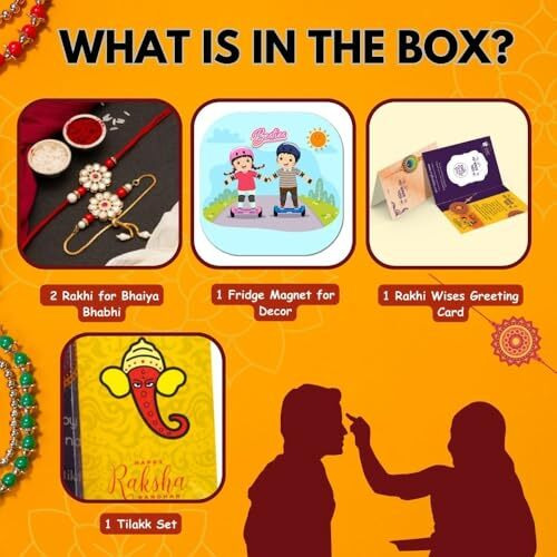 CraftVatika Rakhi Set for Brother and Bhabhi Designer Floral Rakhi for Bhaiya Kundan Lumba Rakhi Braclet for Bhabhi Couple Rakhi Set of 2 Raksha Bandhan Rakhi Fridge Magnet for Door Decor
