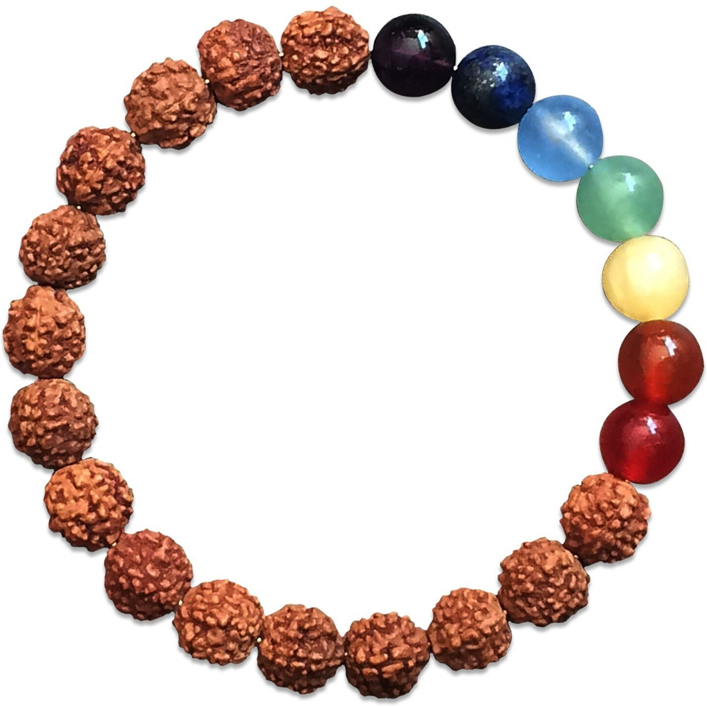 Young & Forever Gift Valentine Gifts Dvine Lava Stone 7 Chakra Hamsa Hand Evil Eye Healing Yoga Beads Strand Bracelet for Men and Women (7 Chakra + Rudraksha)