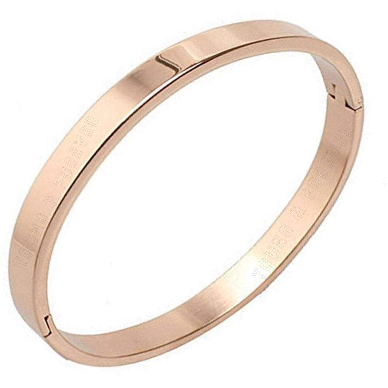Young & Forever Gift Rose Gold Openable Free Size Stainless Steel Trandy Kadaa Bracelet For Men And Boys.