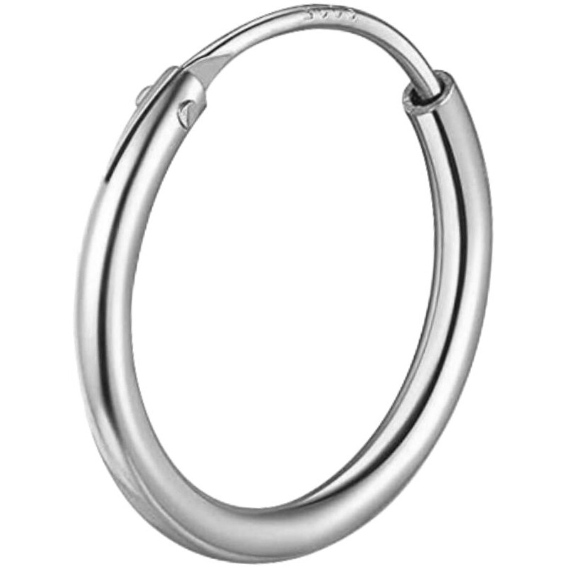 HIGHSPARK 925 Silver Mens Hoop Earring | 92.5 Sterling Silver & Stunning Shine | Single Hoop Thickness 2.0mm (Gauge 12G) & in Sizes 12mm to 20mm | Single Hoop for Men - Silver 16mm