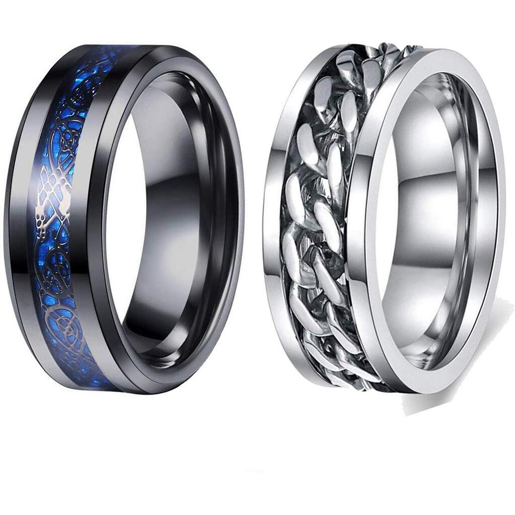 YouBella Jewellery Stainless Steel Ring Combo for Boys and Men (Style 1)