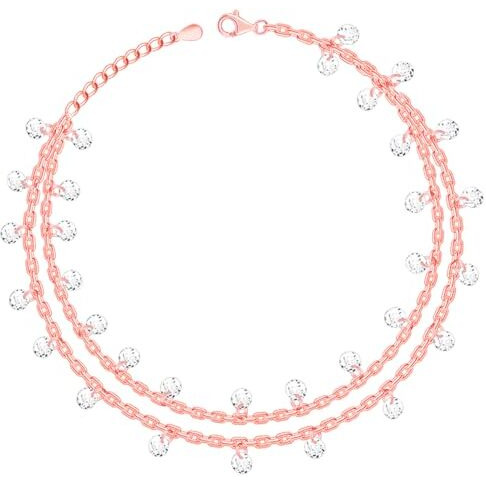 GIVA 925 Silver Rose Gold Layered Queens Anklet,(Single) | Rakhi Rakshabandhan Gift for Sister Bhabhi, Gifts for Women & Girls| With Certificate of Authenticity and 925 Stamp | 6 Month Warranty*