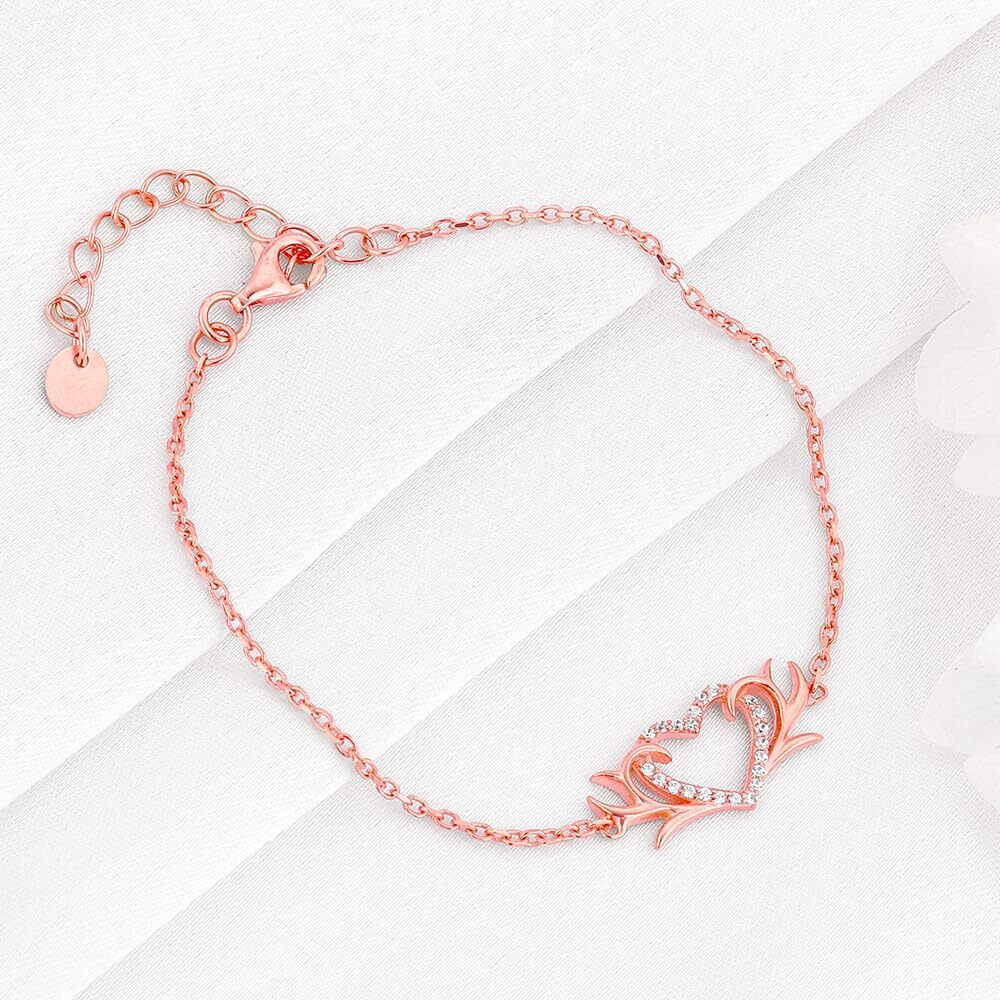 GIVA 925 Rose Gold Intertwined In Love Bracelet,Adjustable|Gift For Girlfriend,Rakshabandhan Gift For Sister Bhabhi,Women&Girls|With Certificate Of Authenticity And 925 Stamp|6 Months Warranty*
