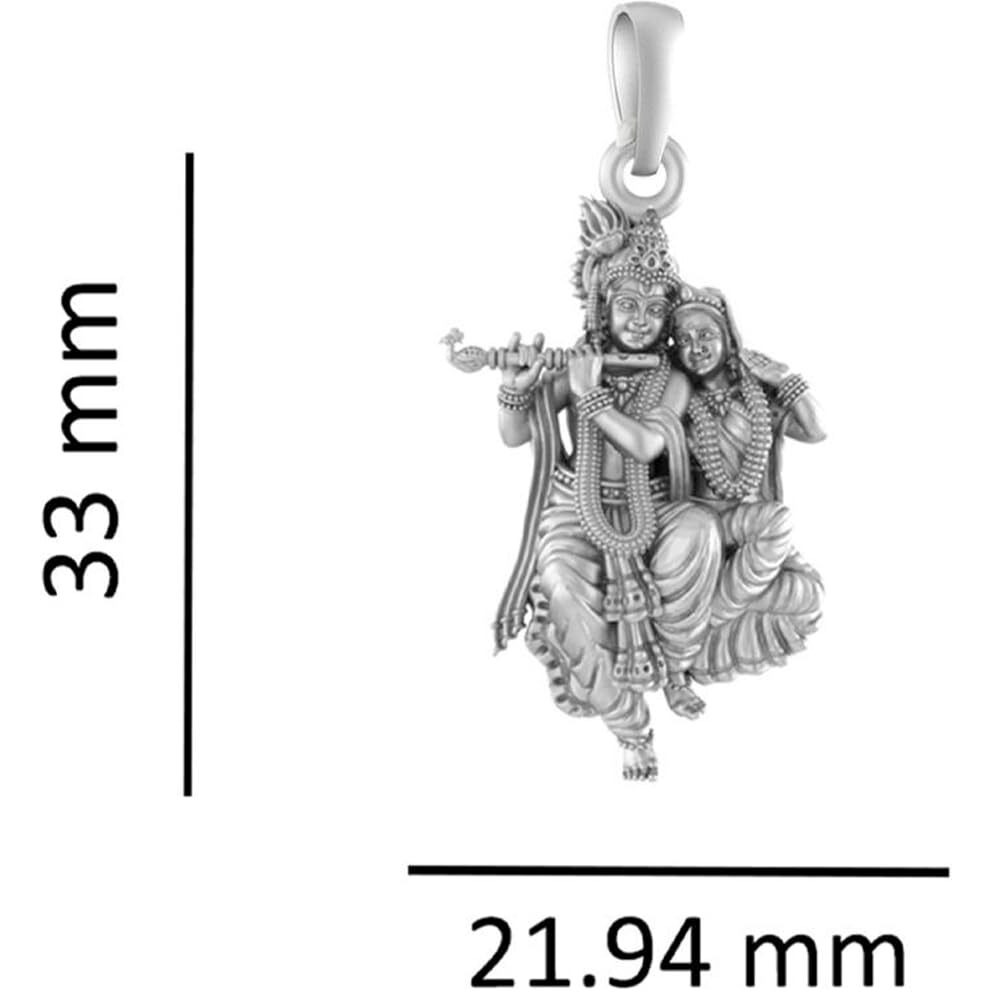 AKSHAT SAPPHIRE Sterling Silver (92.5% purity) God Radha Krishna (Big Size) Pendant for Men & Women Pure Silver Lord Radha kishan (Big Size) Locket for Good Health & Wealth