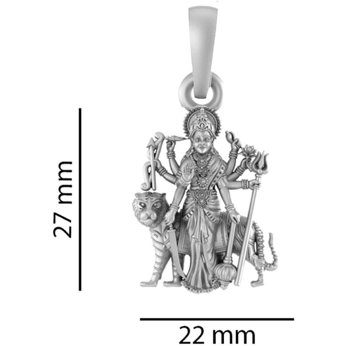 Akshat Sapphire Sterling Silver (92.5% purity) Goddess Durga Maa Pendant for Men & Women Pure Silver Durga Maa Locket for Good Health & Wealth (Sherawali Maa Pendant (27MM))