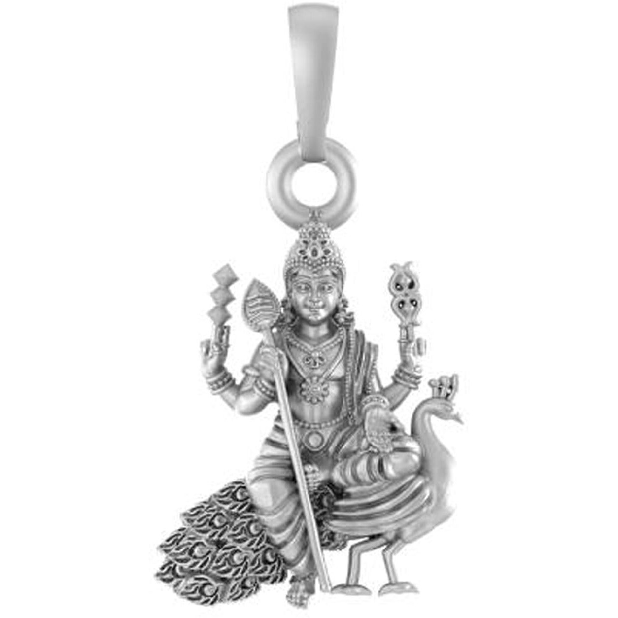AKSHAT SAPPHIRE Sterling Silver (92.5% purity) God Kartikeya/Murugan (Big Size) Pendant for Men & Women Pure Silver Lord Kartikeya (Big Size) Locket for Good Health & Wealth