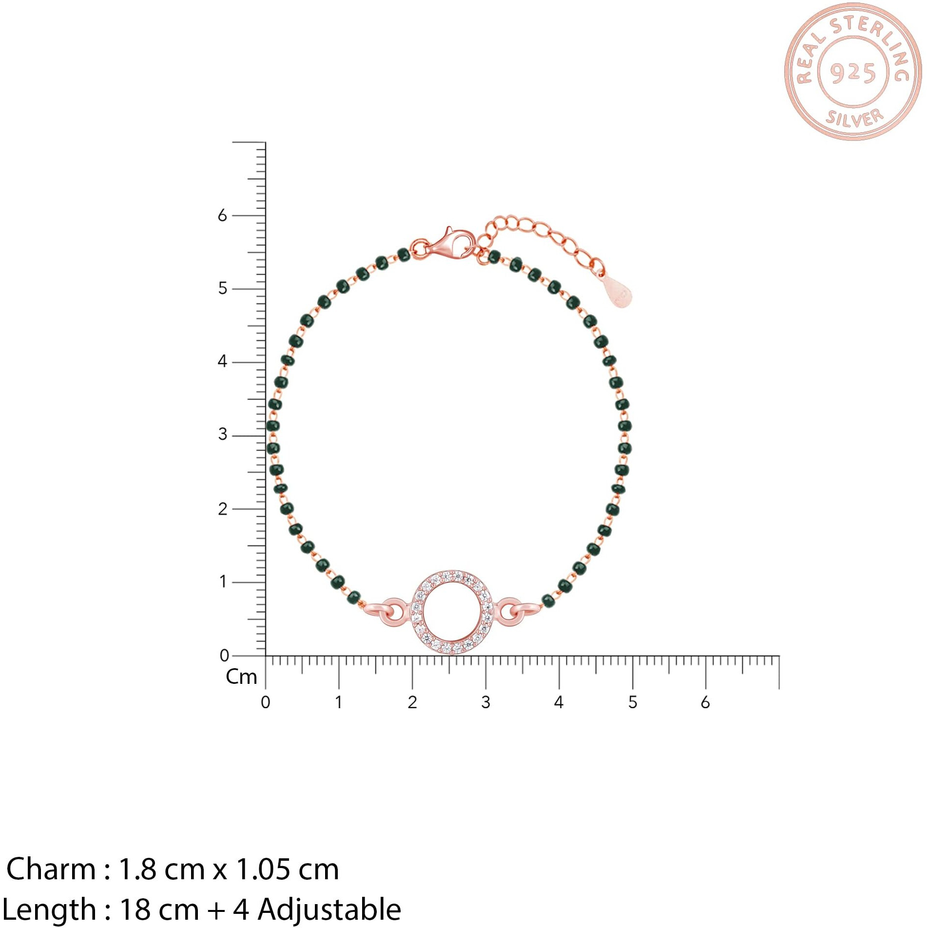 GIVA 925 Silver Rose Gold Circle Of Life Mangalsutra Bracelet,Adjustable|Rakhi Rakshabandhan Gift For Sister Bhabhi,Women&Girls|With Certificate Of Authenticity And 925 Stamp|6 Month Warranty