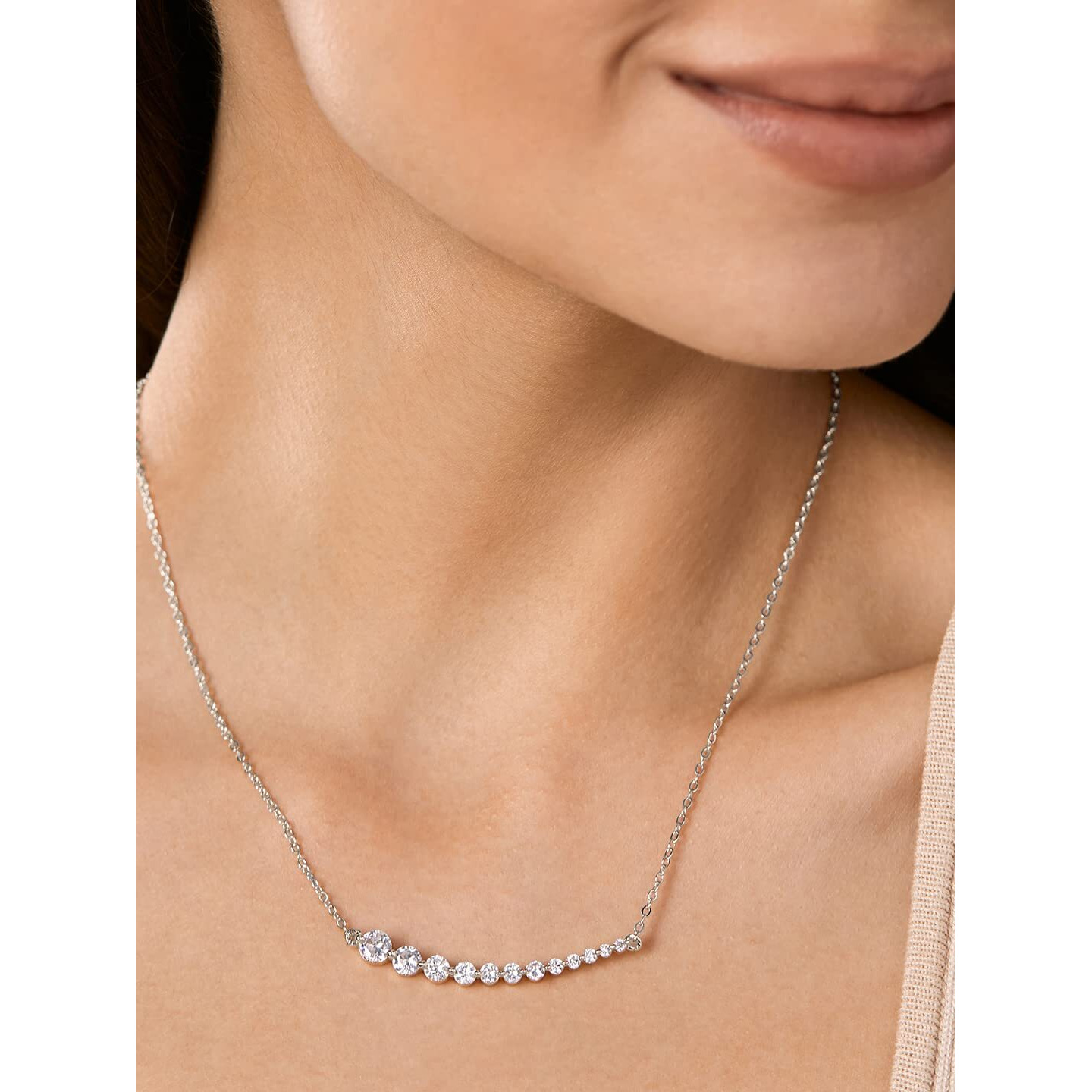 MINUTIAE Silver Plated Pendant Necklace With Round Cut Solitaire Austrian Cubic Zirconia Diamond For Women And Girls With Extendable Chain Fashion Jewelry