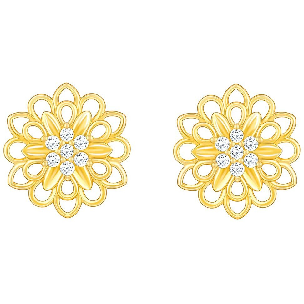 GIVA 925 Sterling Silver Anushka Sharma Golden Blooming Flower Stud Earrings|Valentines Gifts For Girlfriend, Gifts For Women And Girls | With Certificate Of Authenticity And 925 Stamp|6M Warranty*