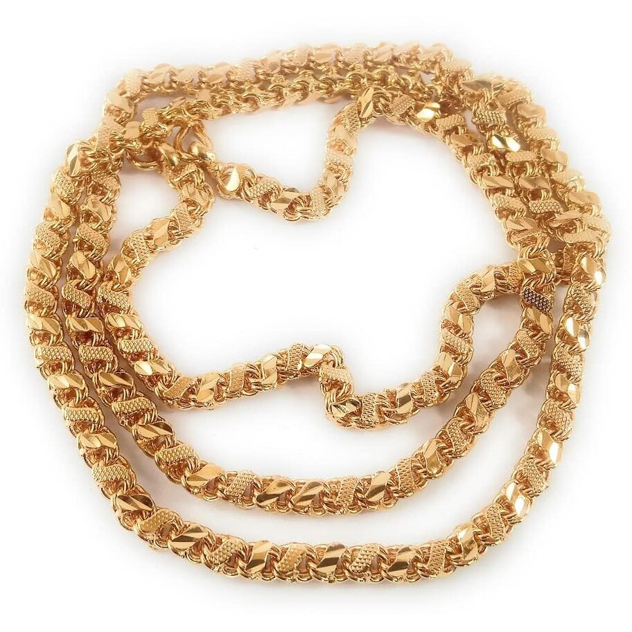 CUTE GOLD 1 Gram Micro Gold Plated & Copper Traditional Designer Fashion Jewellery Chain for Women