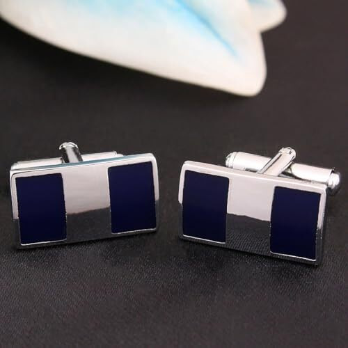 Kovove The Silver Cut Blue Cufflinks for Men