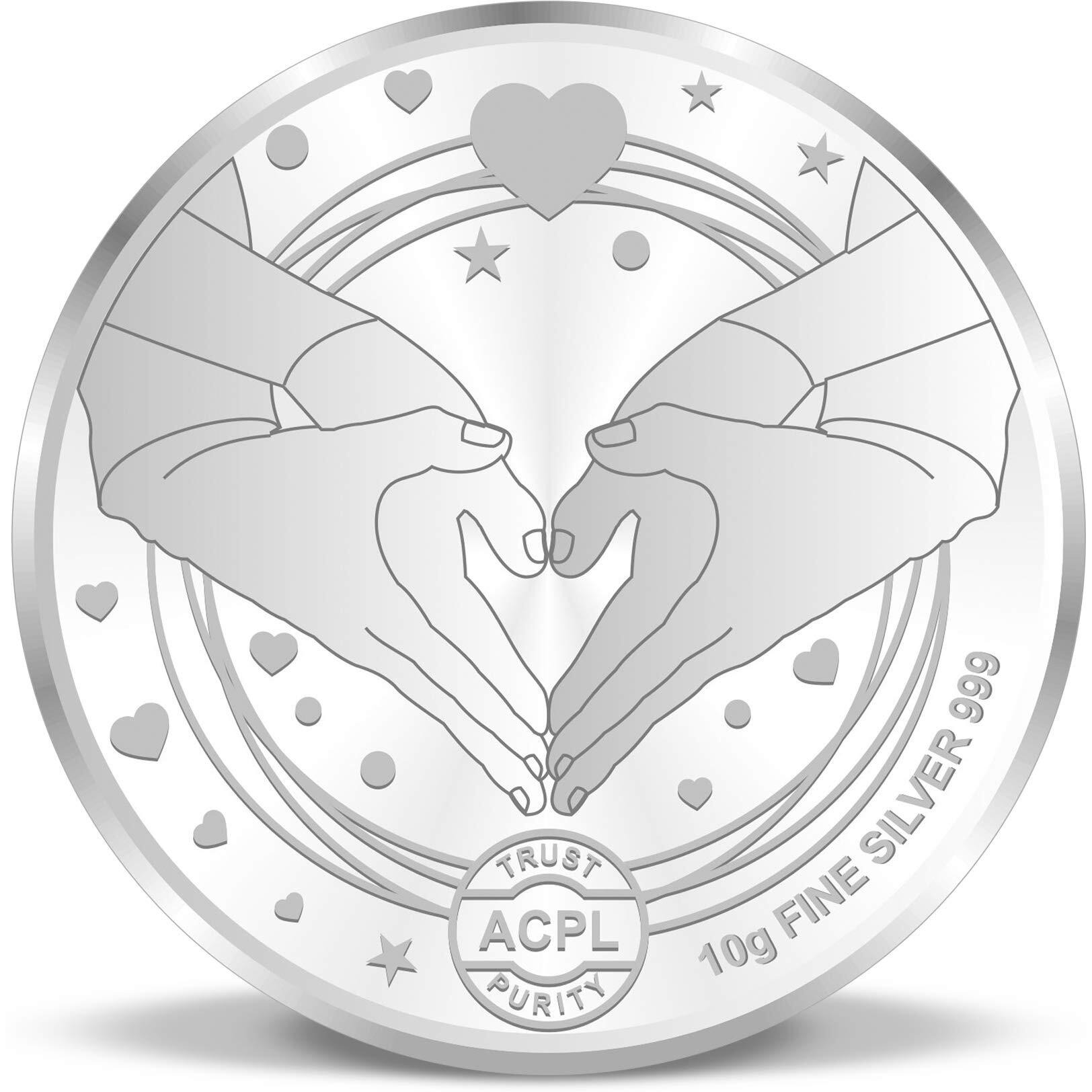 ACPL Precious Moments BIS Hallmarked Silver Coin Wedding Anniversary Marriage Gift 10 gm 999 Pure