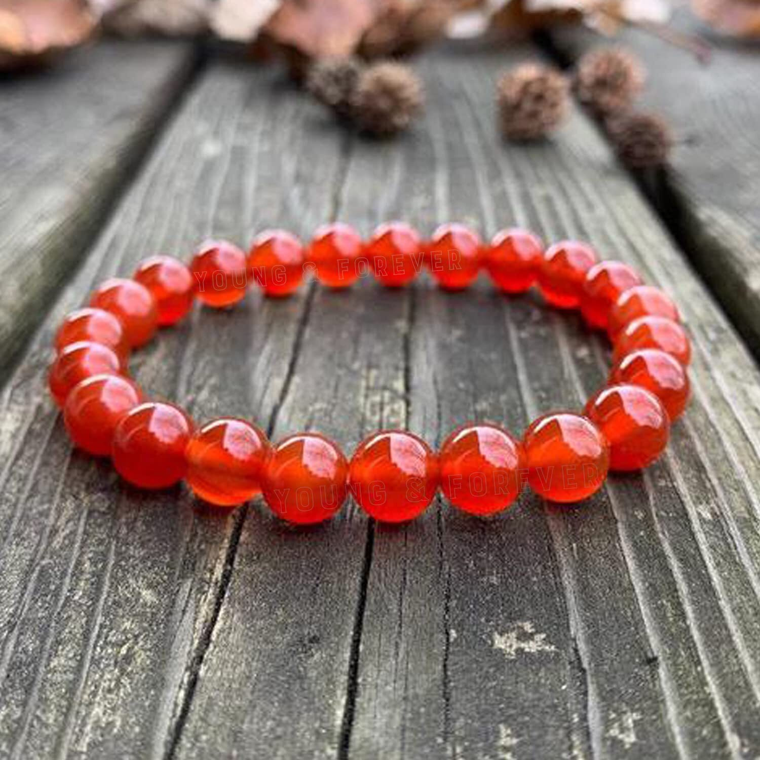 Young & Forever Gift Dvine Spiritual Natural Semi-Precious Red Onyx Red Jasper and Lava Rock Reiki Bracelet for Men and Women Set of 3