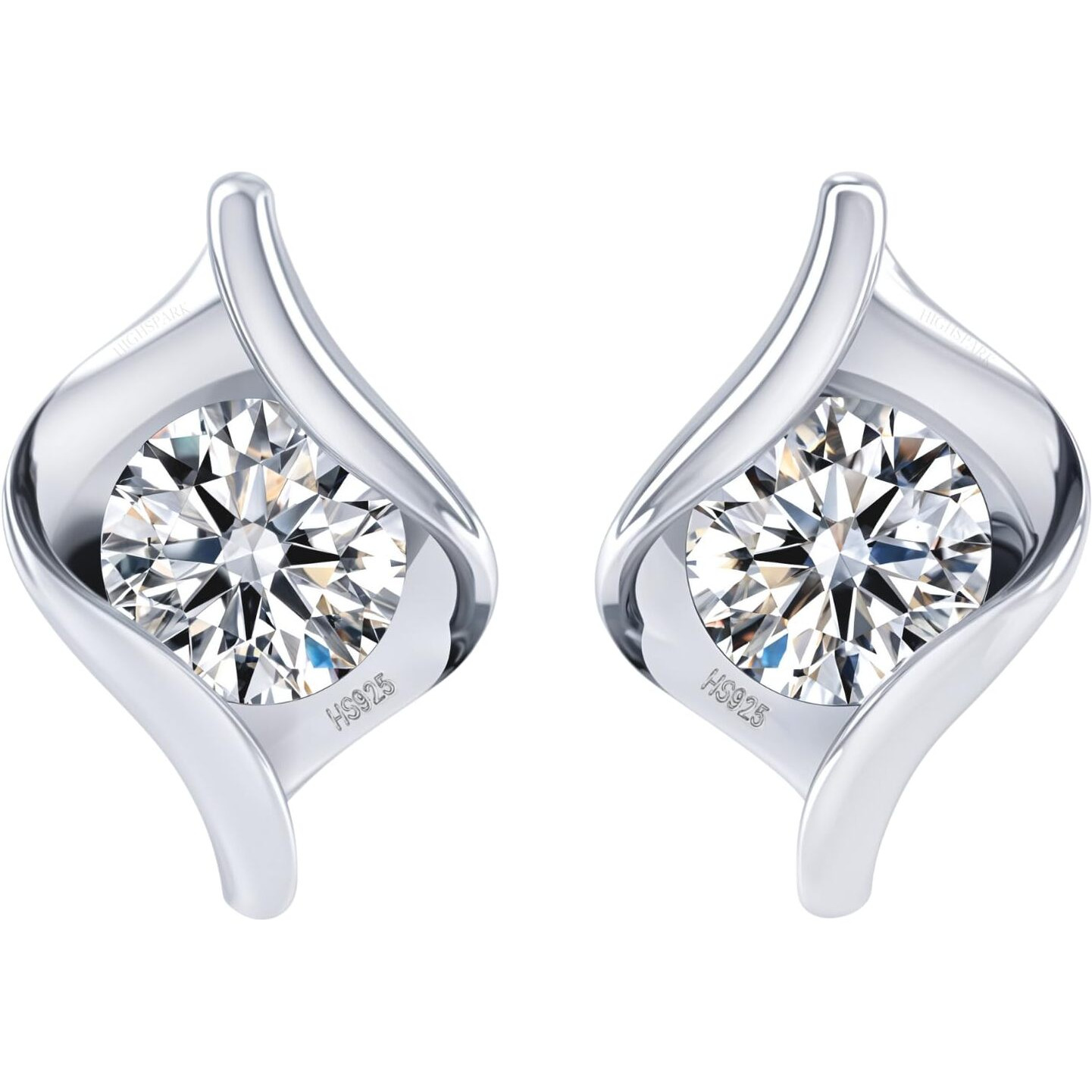 HIGHSPARK 925 Silver Stylish Solitaire Earrings for Women | 92.5 Sterling Silver and Diamond like Brilliance Sparkling Zirconia for that Stunning Shine | Lovely Gift - Stylish Silver
