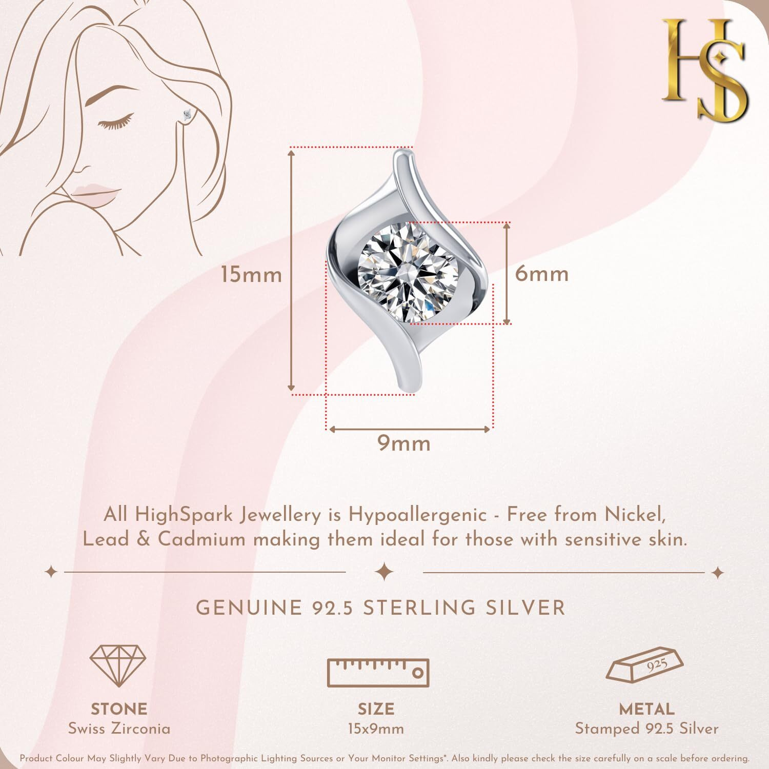 HIGHSPARK 925 Silver Stylish Solitaire Earrings for Women | 92.5 Sterling Silver and Diamond like Brilliance Sparkling Zirconia for that Stunning Shine | Lovely Gift - Stylish Silver