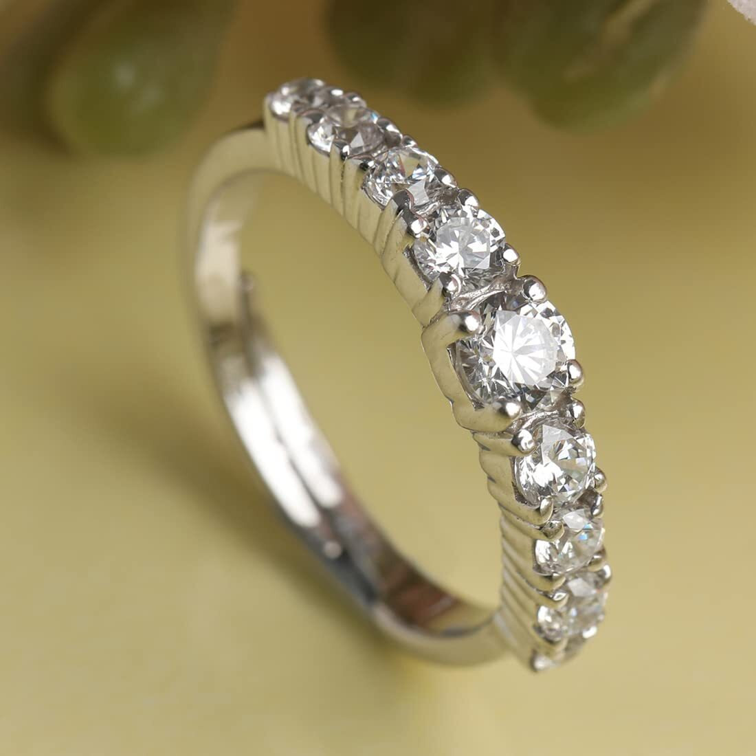 CLARA 925 Sterling Silver Graduation Ring with Adjustable Band | Rhodium Plated, Swiss Zirconia | Gift for Women & Girls