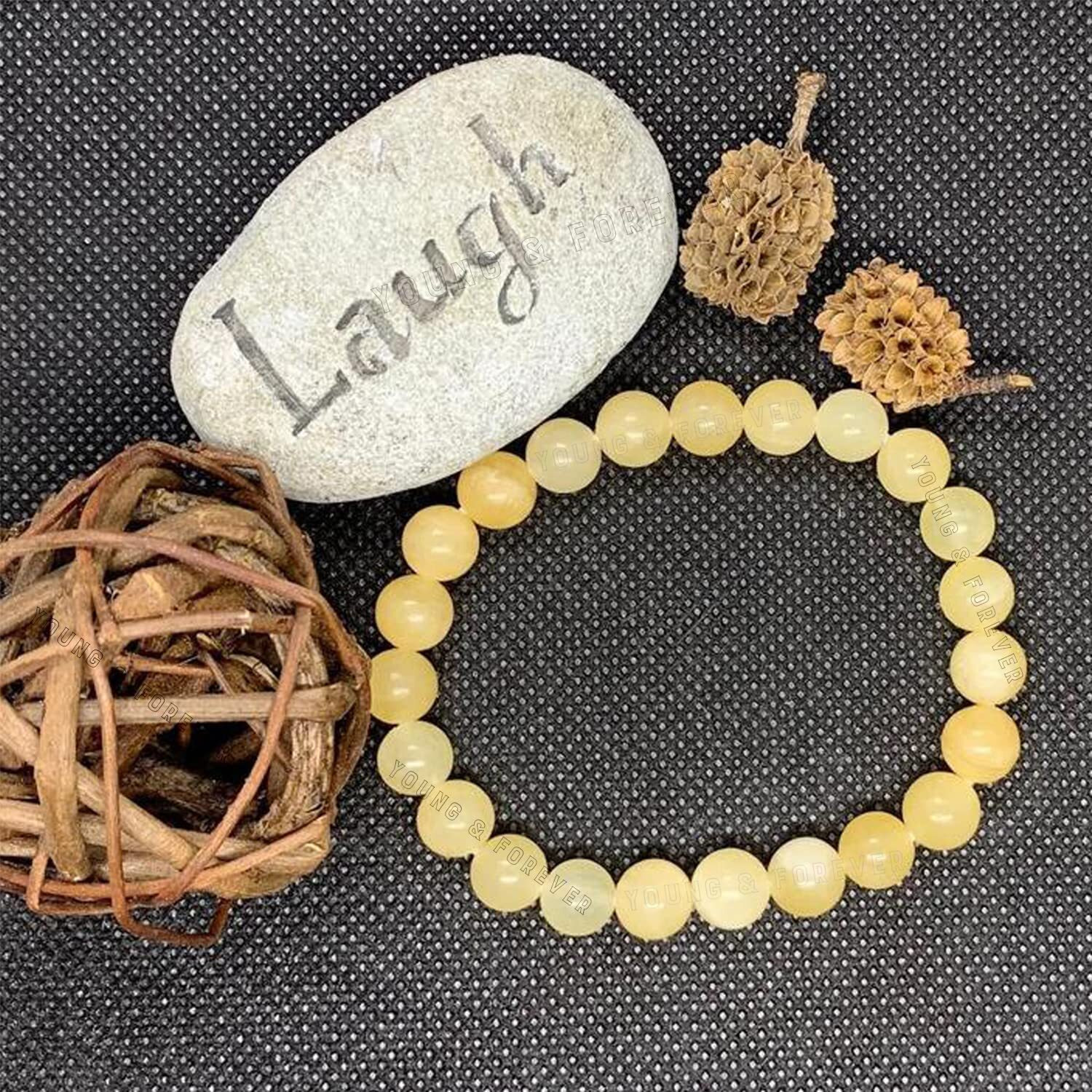 Young & Forever Gift Dvine Spiritual Natural Semi-Precious Calcite Tigers Eye Lava Rock Bracelet for Men and Women Set of 3